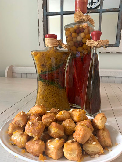 Honey Struffoli with Orange and Pignoli